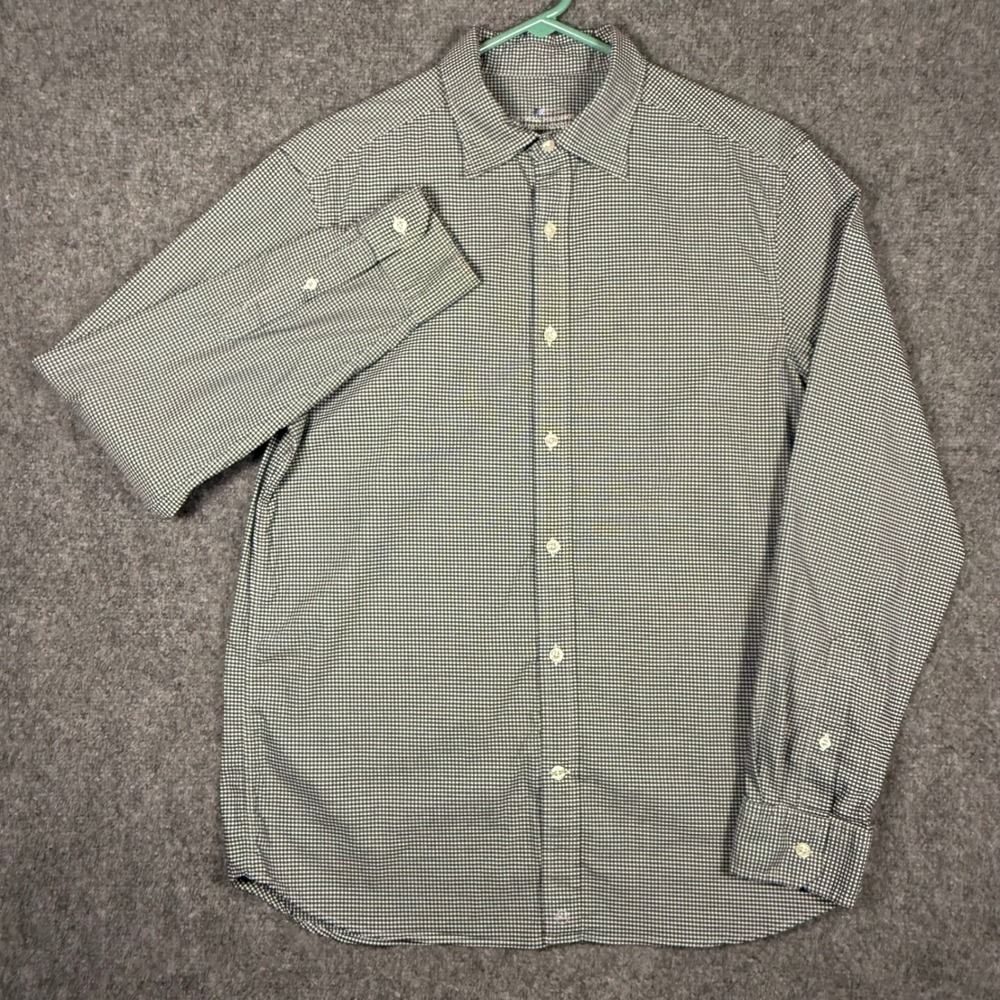 Vineyard Vines OTG Performance Shirt Men's Medium Blue Gingham Cotton Blend - Picture 2 of 8